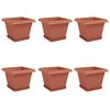 vidaXL Plantenpotten 6 pcs Baksteenrood 28,5 x 28,5 x 22 cm Kunststof