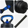 vidaXL 2-in-1 Halter-Barbell Set 30kg Zwart en Blauw