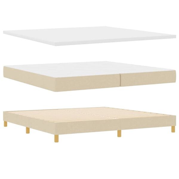vidaXL Boxspringbed met matras met hoofdeinde Cr&egrave;me 200 x 200 cm Stof