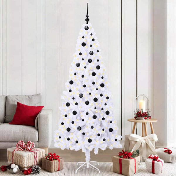vidaXL Kunstkerstboom met 300 LED Wit 210 cm PVC en staal