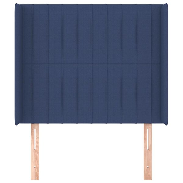 vidaXL Hoofdbord met randen 83x16x118/128 cm stof blauw
