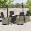 vidaXL Tuin eettafelset met kussen 5 pcs Grijs poly rattan