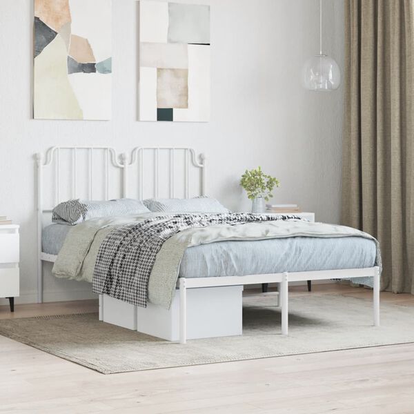 vidaXL Bedframe met hoofdbord metaal wit 120x200 cm