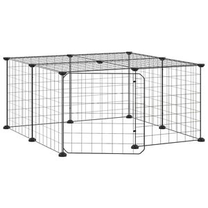 vidaXL Huisdierenkooi met deur 12 panelen 35x35 cm staal zwart