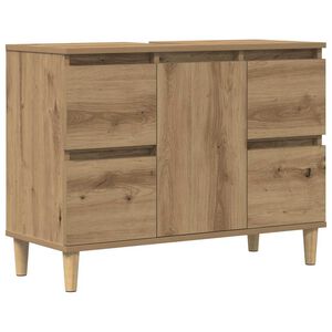 vidaXL Wastafelkast 80x33x60 cm bewerkt hout artisanaal eikenkleur