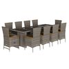 vidaXL 11-delige Tuinset met kussens poly rattan grijs