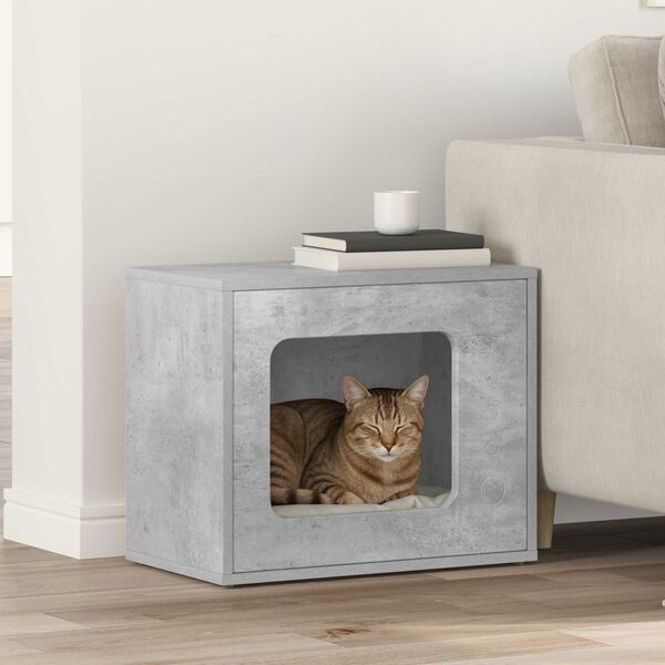 vidaXL Kattenhuis Beton 51 x 30 x 42,5 cm Bewerkt hout