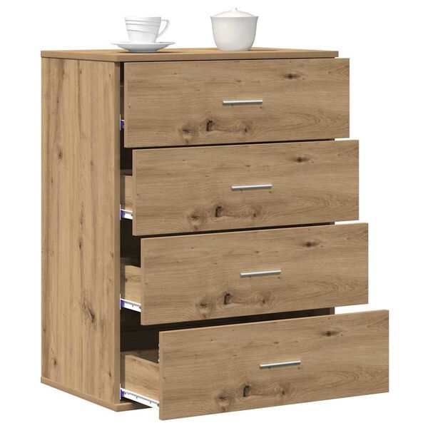 vidaXL Dressoir met lade Artisan Eiken 60 x 39 x 80 cm Bewerkt hout