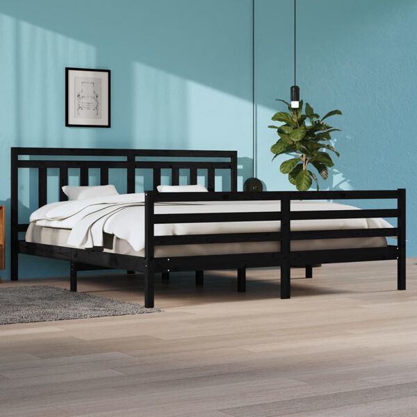 vidaXL Bedframe massief hout zwart 200x200 cm
