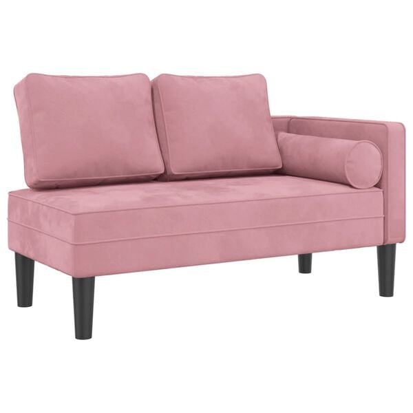 vidaXL Chaise longue met kussens fluweel roze