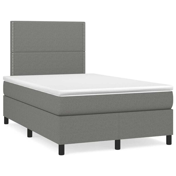 vidaXL Boxspring met matras en LED stof donkergrijs 120x190 cm