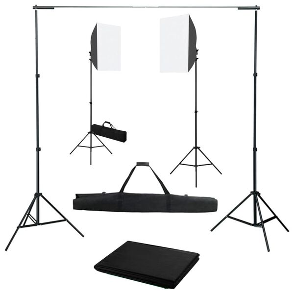 vidaXL Fotostudioset met softboxlampen en achtergrond
