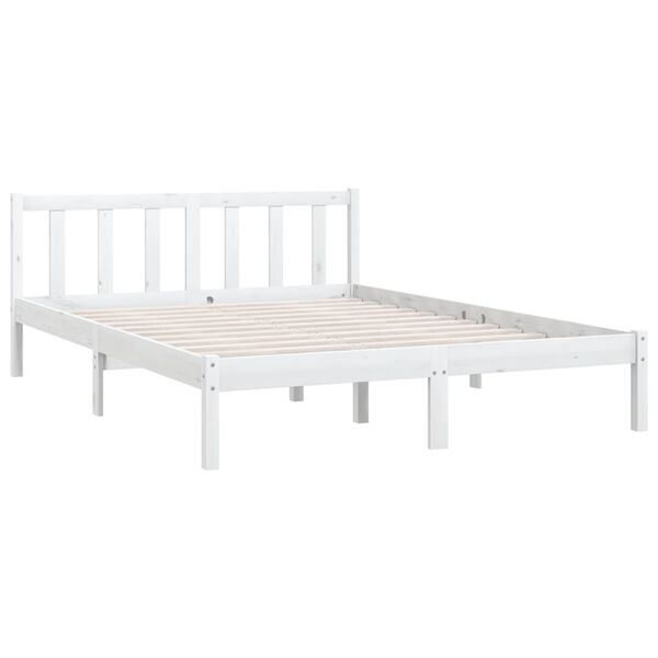 vidaXL Bedframe massief grenenhout wit 140x190 cm