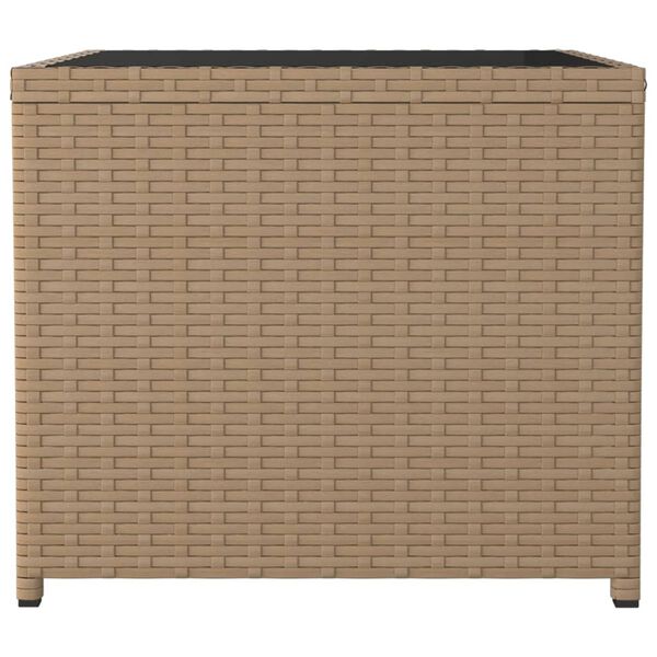 vidaXL Salontafel met glazen blad poly rattan en gehard glas beige