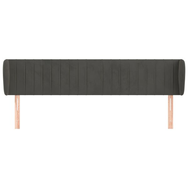 vidaXL Hoofdbord met randen 163x23x78/88 cm fluweel donkergrijs
