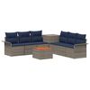 vidaXL Bankstel 8 st Grijs en Marineblauw Poly Rattan en Staal