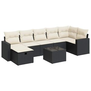vidaXL 8-delige Loungeset met kussens poly rattan zwart