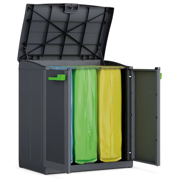 Keter Recyclingkast Moby Compact Recycling System 100 cm grafietgrijs