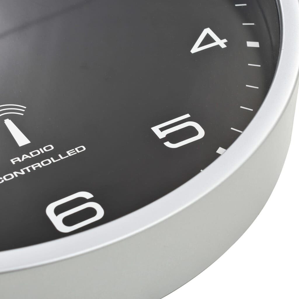 vidaXL Wandklok met quartz uurwerk radiogestuurd 31 cm zwart kopen