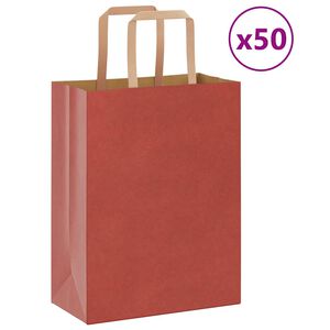 vidaXL Papieren zakken 50 st met hengsels 21x11x28 cm rood