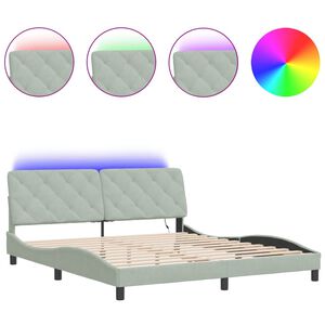 vidaXL Bedframe met LED zonder matras fluweel lichtgrijs 180x200 cm