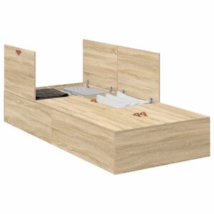 vidaXL Opbergbedframe met opslag Sonoma Eiken 90 x 190 cm Bewerkt hout