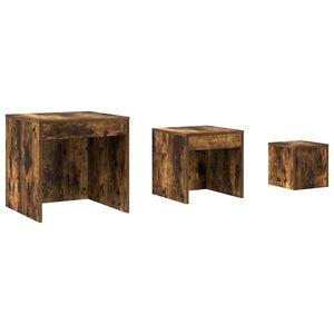 vidaXL 3-delige Tafeltjesset bewerkt hout gerookt eikenkleurig