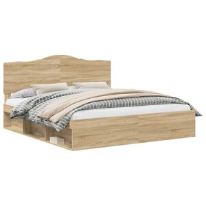 vidaXL Bedframe met hoofdeinde Sonoma 200 x 200 cm Massief grenenhout