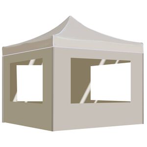 vidaXL Partytent inklapbaar met wanden 2x2 m aluminium cr&egrave;me