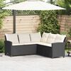 vidaXL Loungebank met kussens L-vormig poly rattan zwart