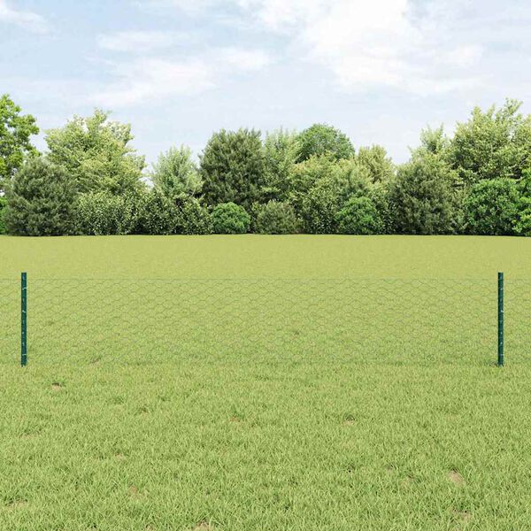 vidaXL Hek met Paal Groen 0,4 x 10 m Staal en PVC
