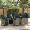 vidaXL Tafel en stoelen set met kussen 7 pcs Grijs PE Rattan