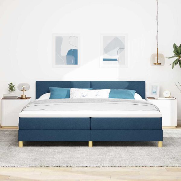 vidaXL Boxspringbed met matras met matras Blauw 200 x 200 cm Stof