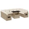 vidaXL 10-delige Loungeset met kussens poly rattan beige