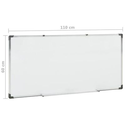 vidaXL Whiteboard magnetisch 110x60 cm staal wit