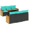vidaXL 7-delige Loungeset met kussens poly rattan acacia zwart