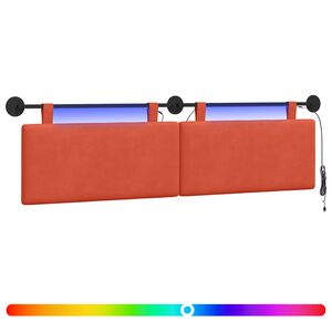 vidaXL Hangend hoofdbord Met LED-verlichting Rood-oranje Katoen Stof