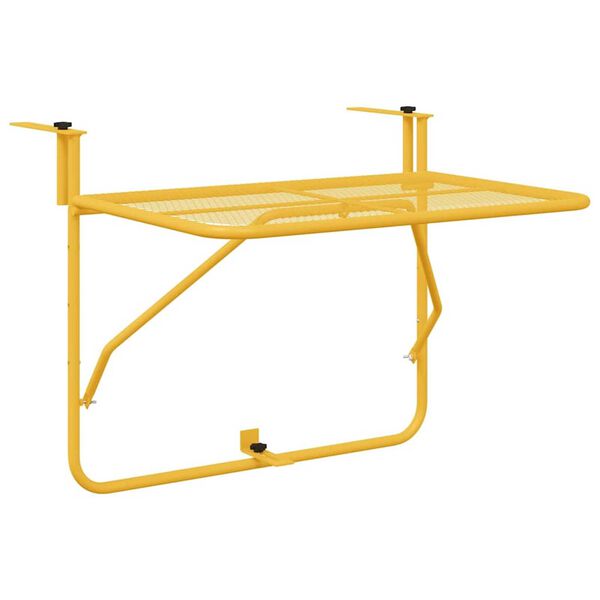 vidaXL Hangende Balkon Tafel Mosterdgeel 60 x 39 x 65 cm Staal