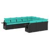 vidaXL 10-delige tuinbankset met kussens van zwart polyrotan