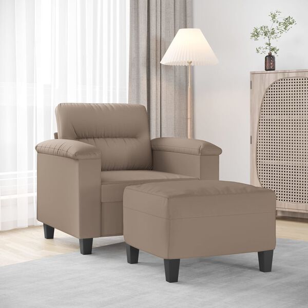 vidaXL Fauteuil met voetenbank 60 cm microvezelstof taupe