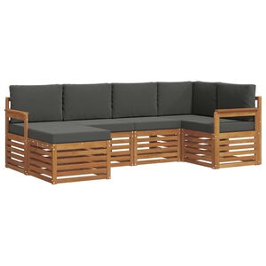 vidaXL Hoekbank Set 6 pcs Natuurlijk en Antraciet Massief Acaciahout