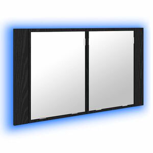 vidaXL Badkamer spiegelkast Zwart Eiken 80 x 12 x 45 cm Bewerkt hout