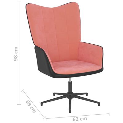 vidaXL Relaxstoel met voetenbank fluweel en PVC roze