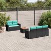 vidaXL 6-delige Loungeset met kussens poly rattan zwart