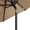 vidaXL Parasol met LED's en stalen paal 225x225x212 cm taupe