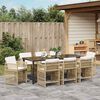 vidaXL Tuin eettafelset 9 pcs Beige poly rattan