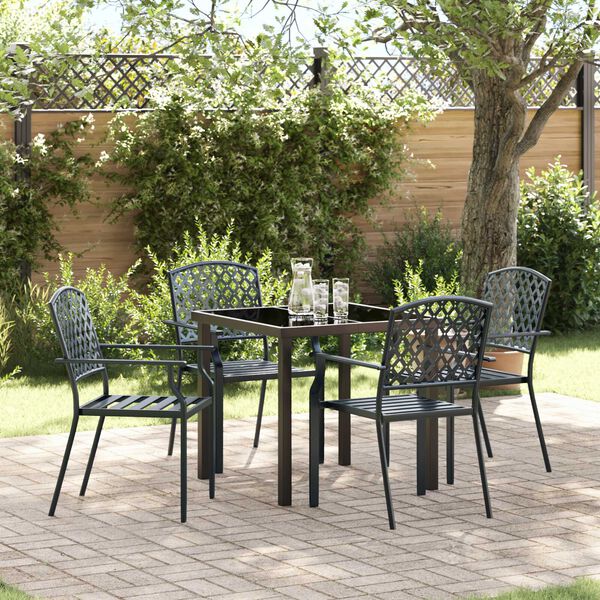 vidaXL Tuin eettafelset 5 pcs Antraciet Gepoedercoat staal