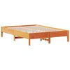 vidaXL Bed met boekenkast zonder matras grenenhout wasbruin 135x190 cm