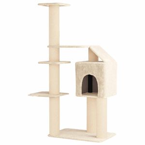 vidaXL Kattenboom met sisal krabpalen Cr&egrave;mekleurig 183 cm
