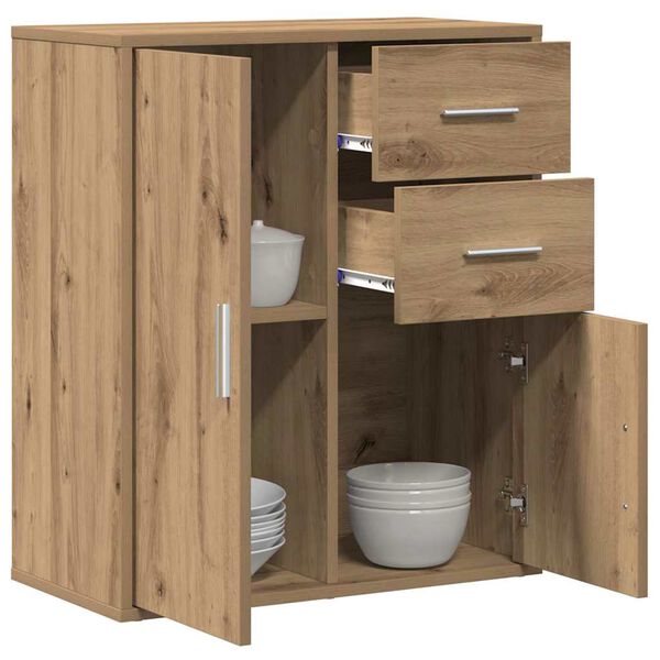 vidaXL Dressoir met lade Artisan Eiken 60 x 31 x 70 cm Bewerkt hout